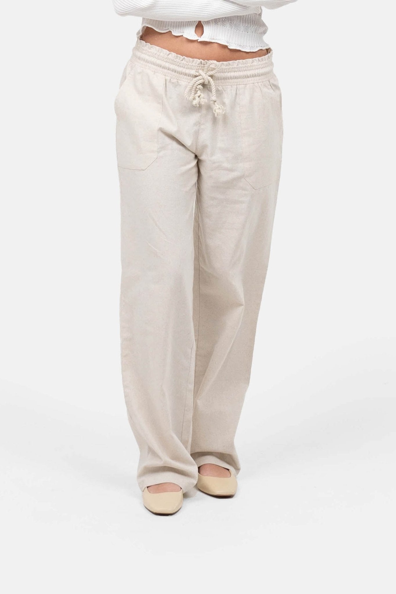 Heavyweight Hørbukser Lavtaljede Beige | Skagen-clothing.dk